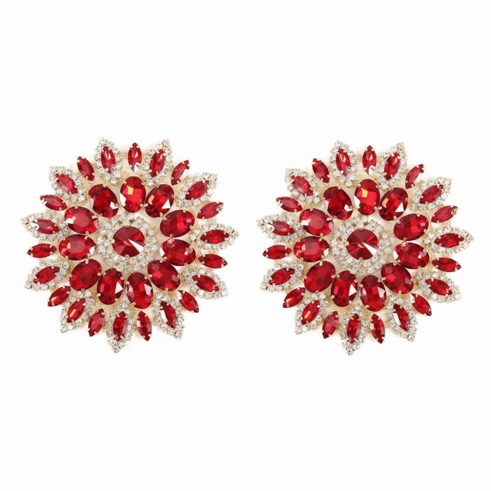 2pcs Green Golden Base Rhinestone Applique Glitter Crystal Crystal Glass Crystal Patches Diamond Embellishments Clothing Trim красный