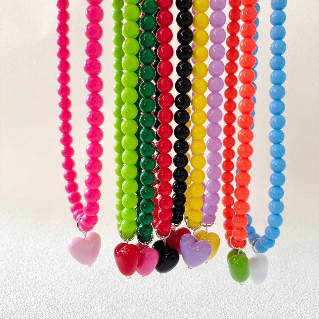 2024 Red Heart Beaded Choker Necklace - Women's Niche Design for New Year's Eve