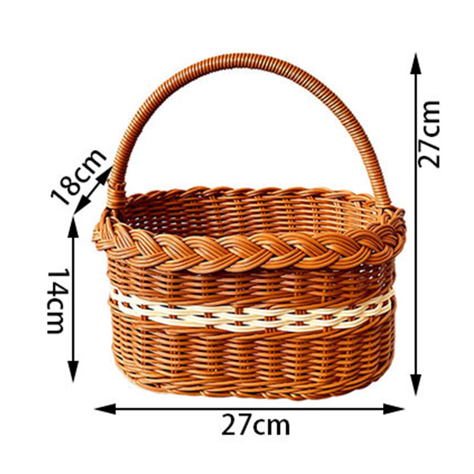 Hand Woven Wicker Picnic Basket with Lid Picnic Hamper Washable Lining Wicker Woven Basket for Outdoor Camping Hiking Beach