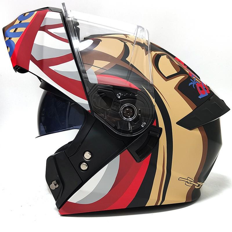Full Face Motorcycle Helmet With Flip-Up Visor Dual Lens Use ABS Adult Safety Commuting