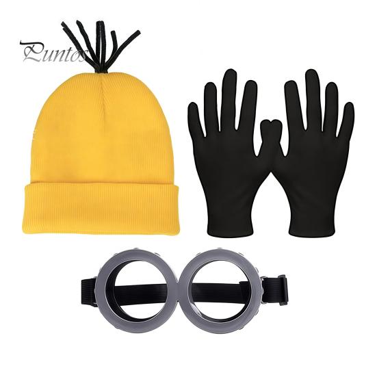 Themed Costume Full Set Knit Hat Set, Retro Round Glasses Suspenders Gloves, Halloween Party Holiday Masquerade Dress Up Cosplay Accessories