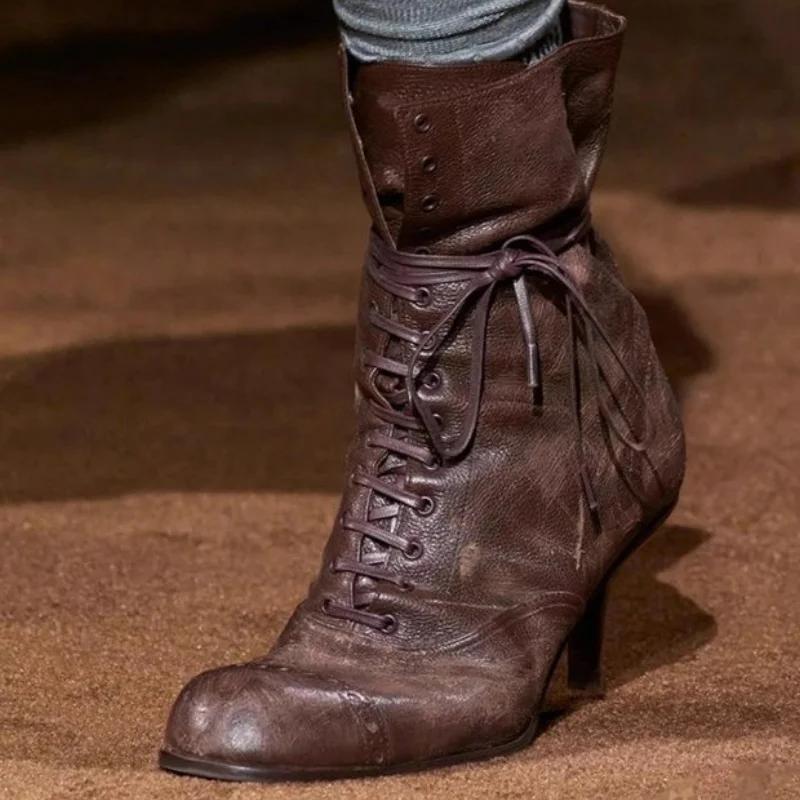 

Классические ковбойские сапоги в винтажном стиле для женщин на высоком каблуке, ботинки средней высоты, ботфорты, зимние кожаные ботинки в винтажном стиле, ковбойские ботинки, женские ботинки