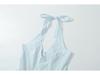 French Socialite Summer Halterneck Deep V-Neck Pleated Dress