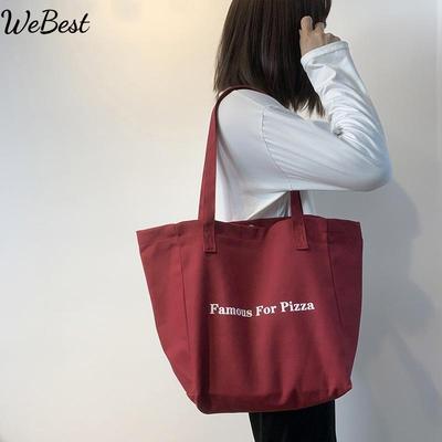 Sac en Toile Lettre Grande Capacité Sac Bandoulière Décontracté pour Voyage