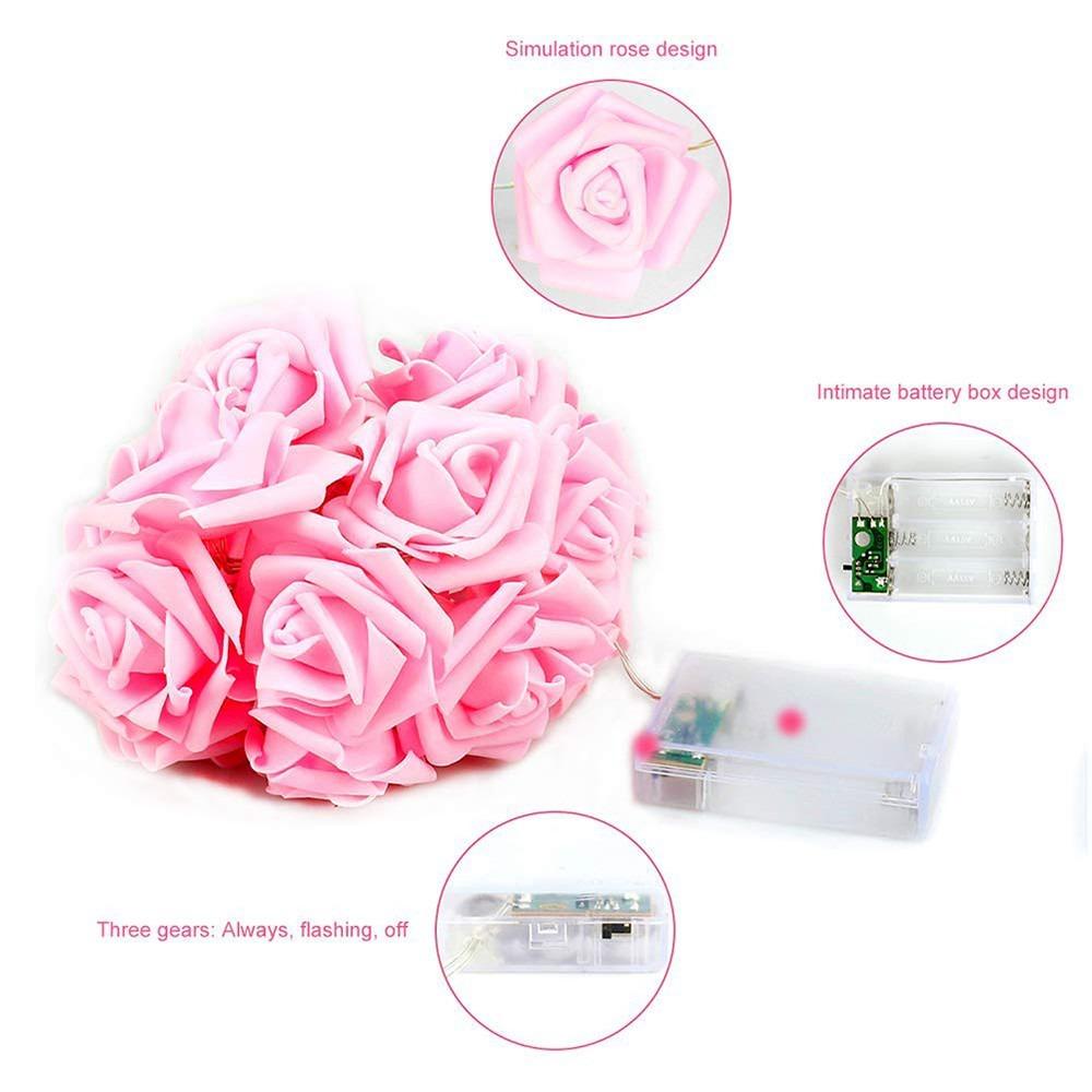 Battery Operated Outdoor Lamp Rose String Light Flower Fairy Light Light String Wedding Decoration