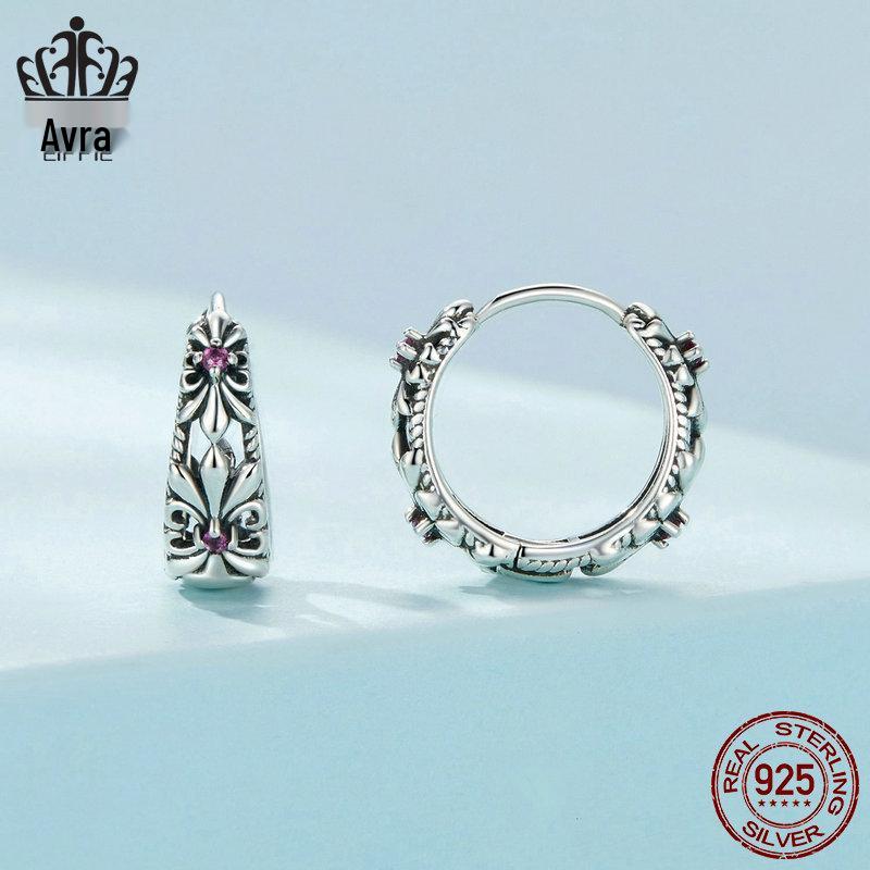 Avle Retro Iris Hul Sterling Sølv S925 Allsidige Sommer Øredobber for Kvinner