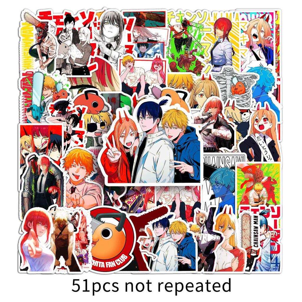 51-Piece Chainsaw Man Anime Stickers: Colorful Decoration for Stationery, Journals, & More