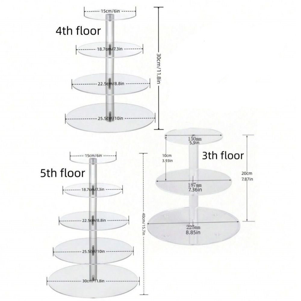Detachable Design Acrylic Cupcake Stand Clear Cake Serving Rack Wedding Party