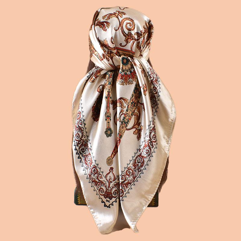 1PC Women's Summer Beach Accessory Fashion Satin Square Scarf 90*90inch Multi-use Headscarf Party Use Versatile Hair Towel