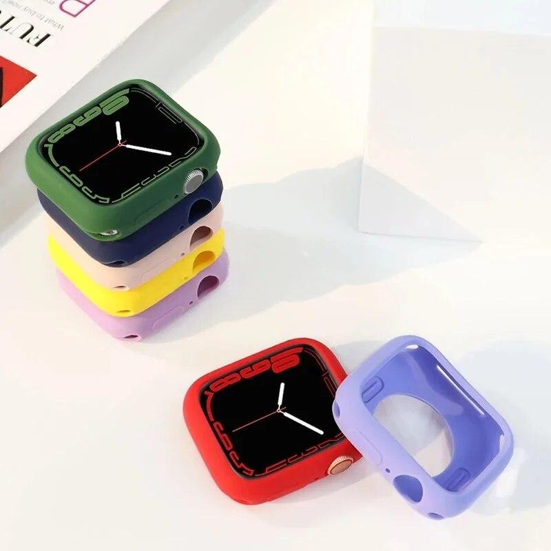

Модный силиконовый защитный чехол для часов ярких цветов для Apple Watch 44 мм, 38 мм, 40 мм, 41 мм, 42 мм, 45 мм, моющийся защитный чехол