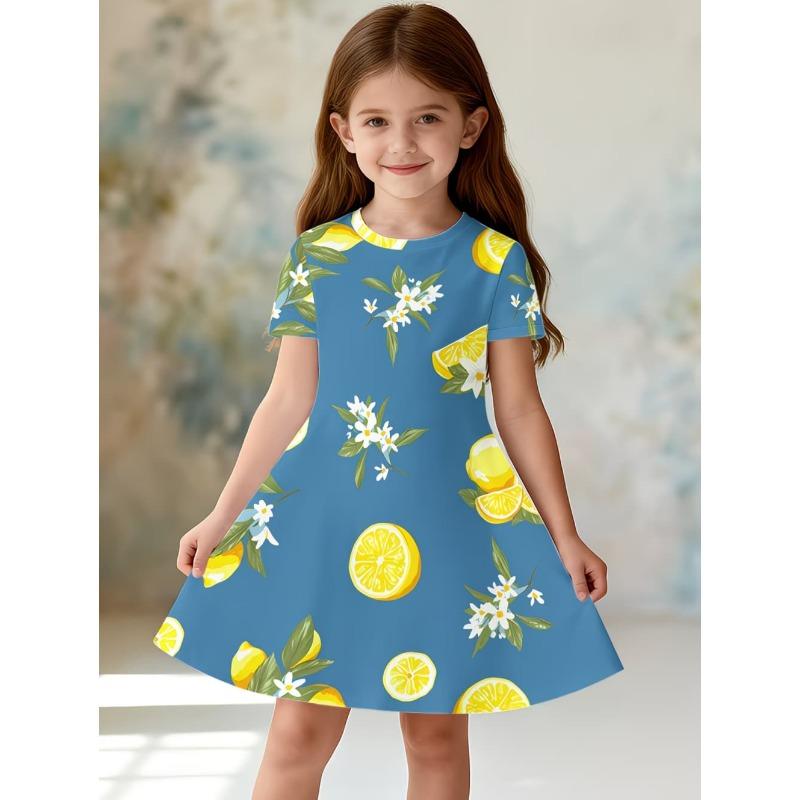 Summer Hot Sale Strawberry Print Kids Princess Dress Comfortable Casual Fruit Kids' Beach & Vacation Outfit Dress for Girls