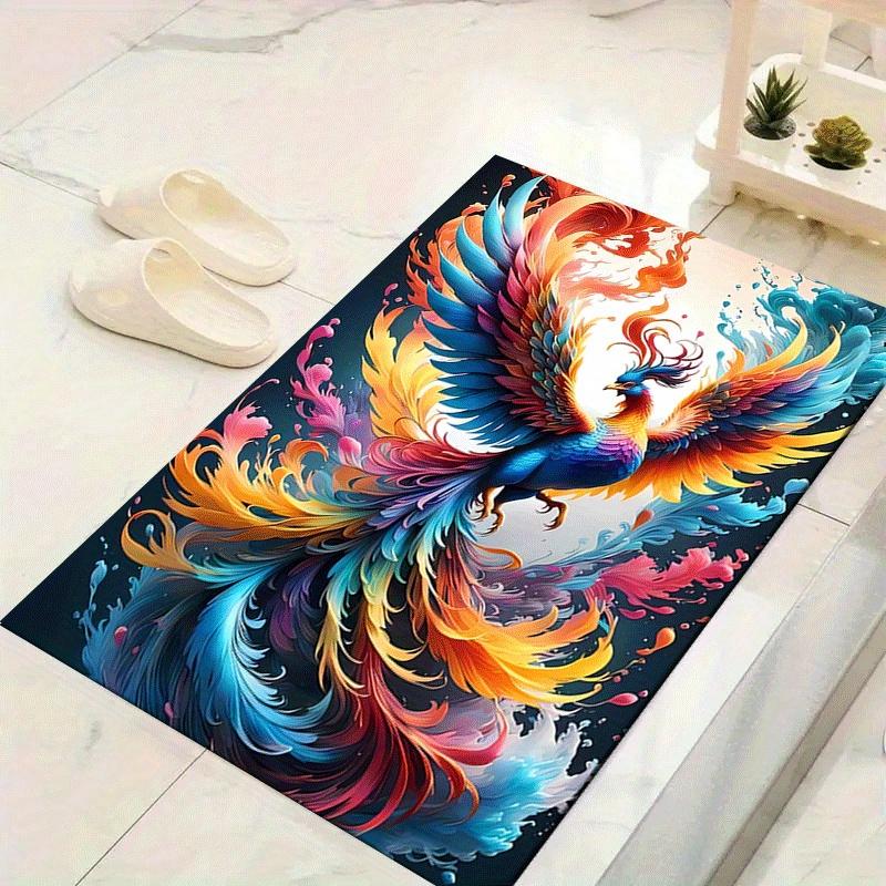 

1pc Colorful Phoenix Design Area Rug - Soft, Anti-Slip, and Durable Gaming Room Decor for Bedroom 60cm by 90cm