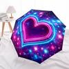 1pc Neon Heart Automatic Folding Umbrella - 8-Rib Durable Iron Frame, Compact Portable for Daily Travel Yy251205049