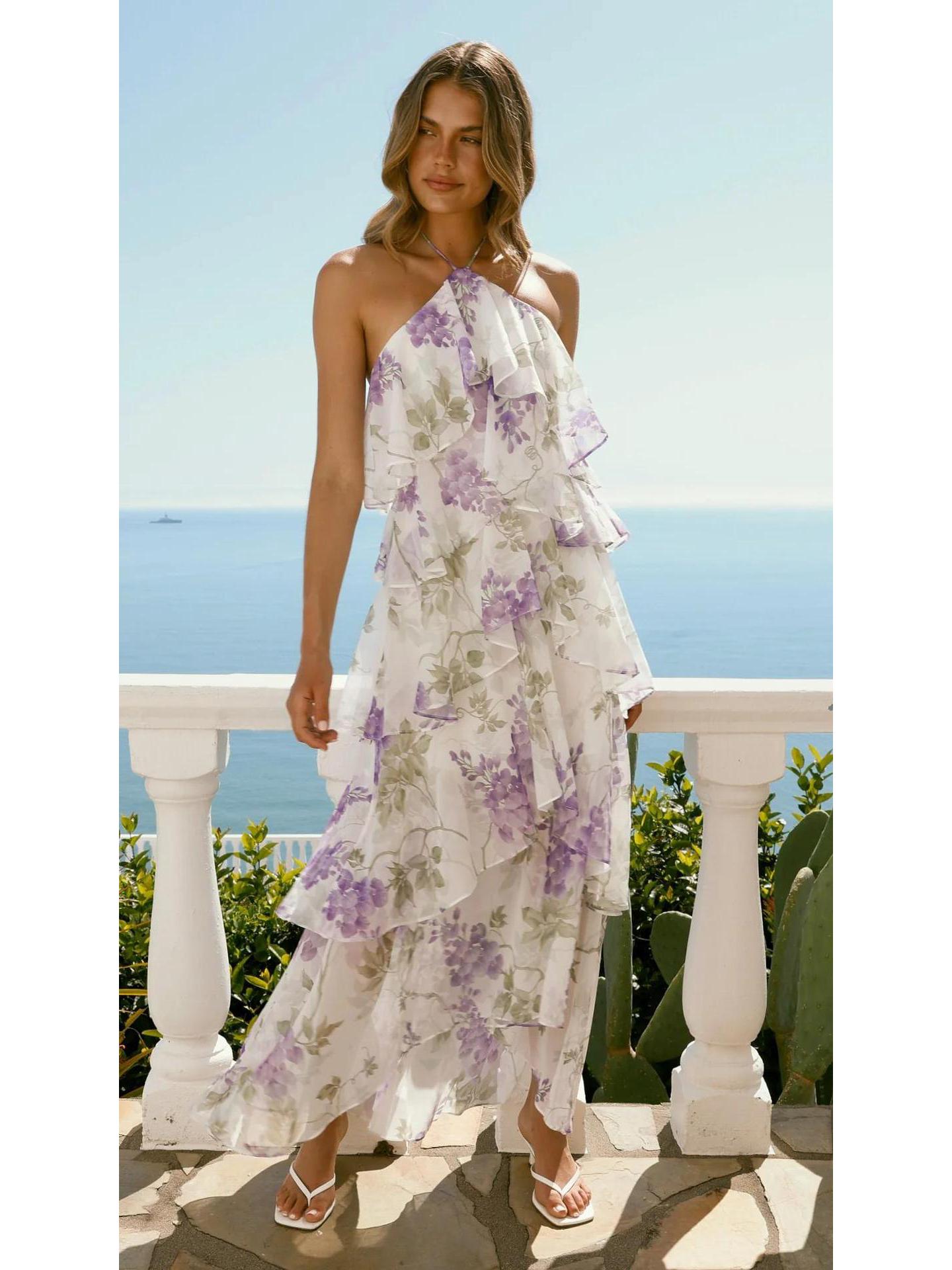 2026 Stylish Off-Shoulder Chiffon Floral Evening Gown Medium