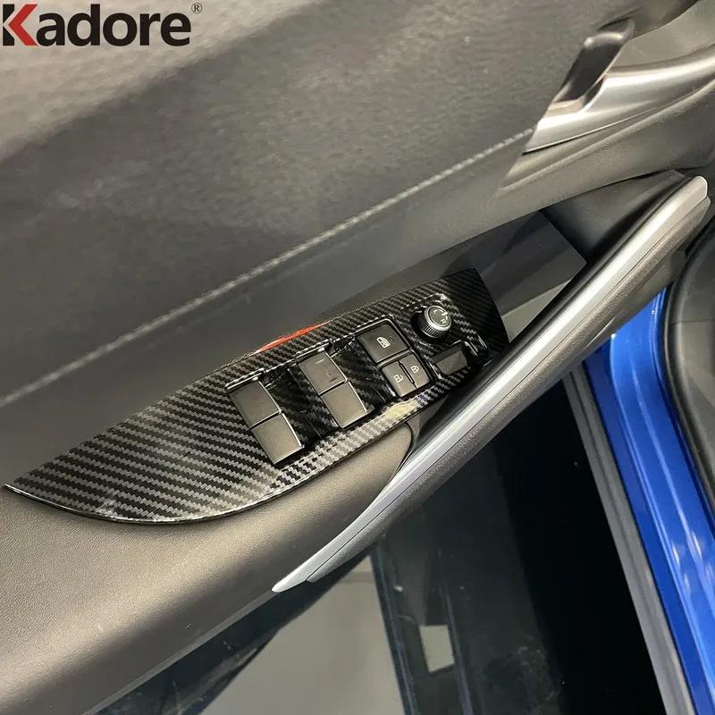 For Toyota Corolla Cross -2024 2025 Carbon Fiber Car Interior Door Window Lift Switch Button Panel Cover Trim Accessories