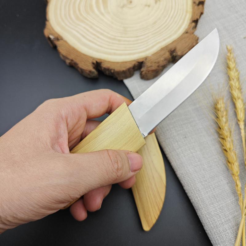 Stainless Steel Utility Knife Kitchen Cleaver with Sheath Outdoor Barbecue Cutting Fishing Knife Household Paring Knife