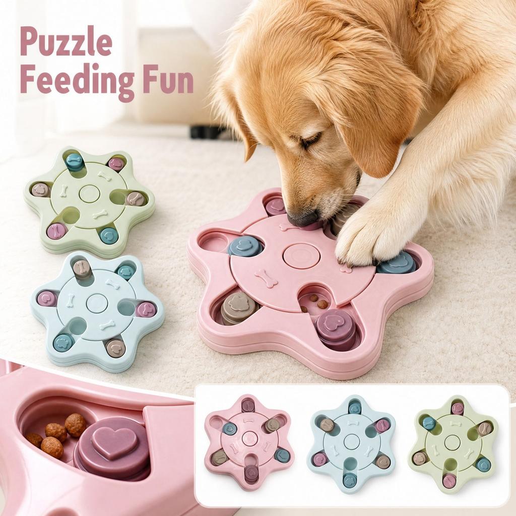 Dog Puzzle Feeder Slow Feeder Bowl for Training, Hexagonal Interactive Pet Bowl, Pet Supplies