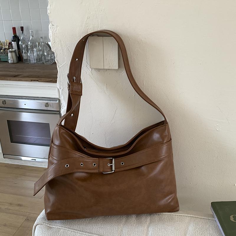 Korean Version Women'S Shoulder Bag Fashion Casual Large Capacity Tote Bag Autumn Winter Brown Crossbody Bag Black Handbag KTB