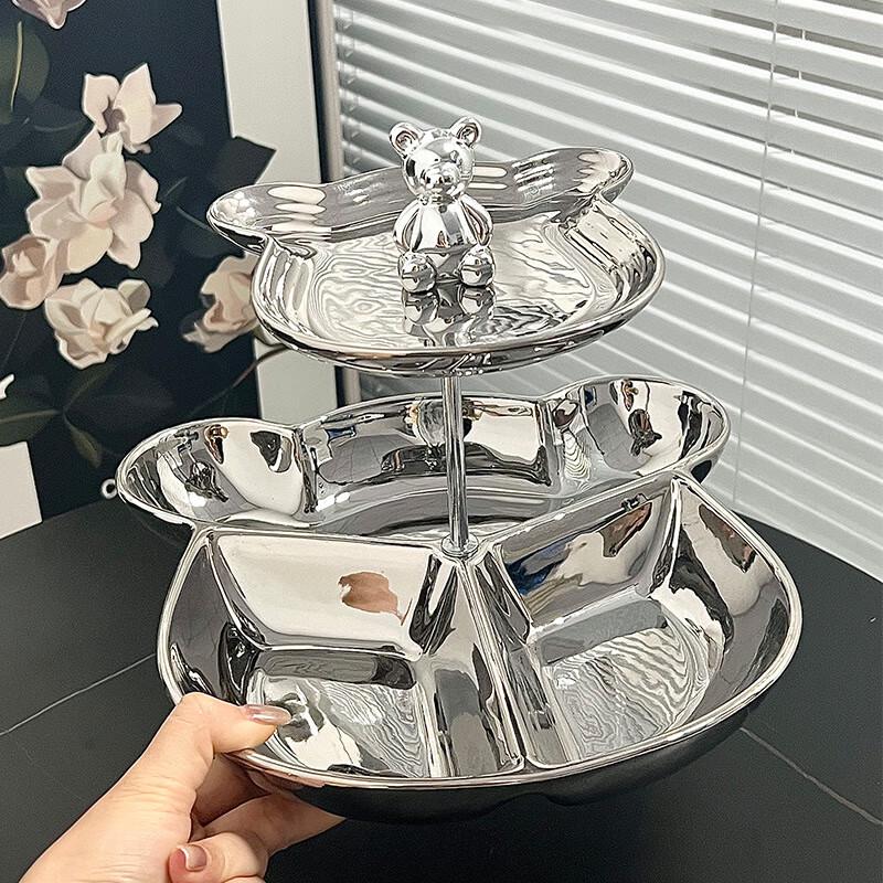 Double-Layer Ceramic Bear Serving Platter