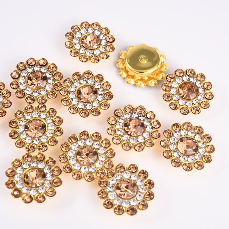 Sun Flower Claw Diamond, Glass Flower-Shaped Rhinestone Buckle Hand Seam Diamond, Round Flower Plate Grab Diamond Diy Jewelry Button Decoration