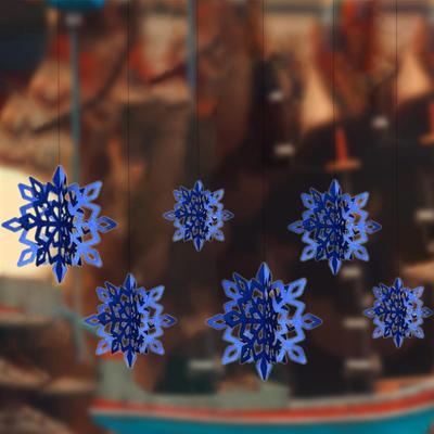 6Pcs Blue Snowflake Hanging Decoration Three Sizes for Wedding Multipurpose Accessories Christmas