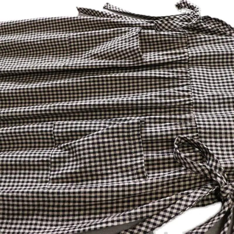 Summer Women Fashion Plaid Sleeveless Long Dress O Neck Casual Dresses Ladies Loose Pockets A Line Vestidos