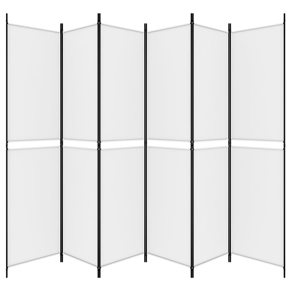 6-panelowy biały parawan składany 300 x 220 cm Tkanina