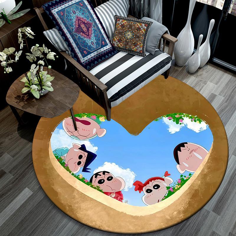 Crayon Shin‑chan2 Round Area Rug,Carpet Rug for Living Room Bedroom Sofa Playroom Decor,Non-slip Floor Mat