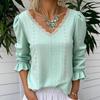 Spring New V-neck Open-front Casual Long-sleeved Blouse for Women