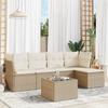 Vidaxl 6-Cz. Gartenmöbel-Set mit Kissen, Beige, Polyrattan