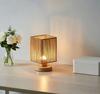 Wicker Desk Lamp with Charging Button - Straw Weave Bedside Night Light for Study or Bedroom