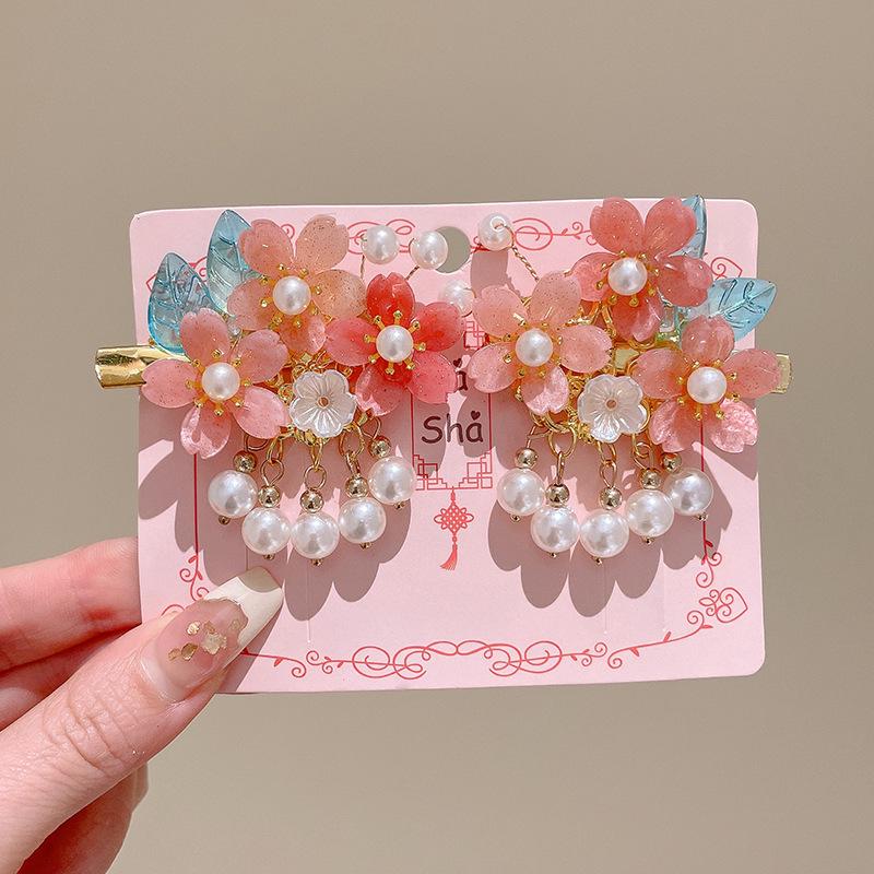 Retro Hanfu Haarspangen für Mädchen: Feenhafte Blumenquasten-Kopfschmuck & Elegante Haarnadeln