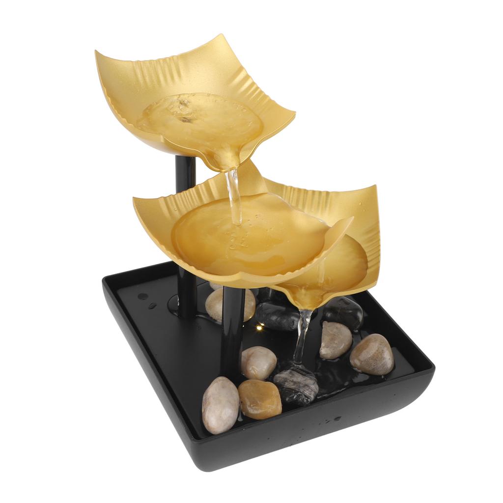 Desktop Fountain Decoration with LED Light USB Powered 3 Tier Waterflow Fountain for Home and Office Tabletop