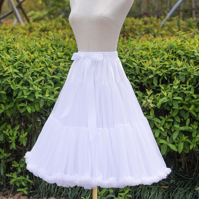 55cm Lolita Black & White Tulle Skirt: Soft, Boneless, Mid-Length Cloud Cotton Petticoat