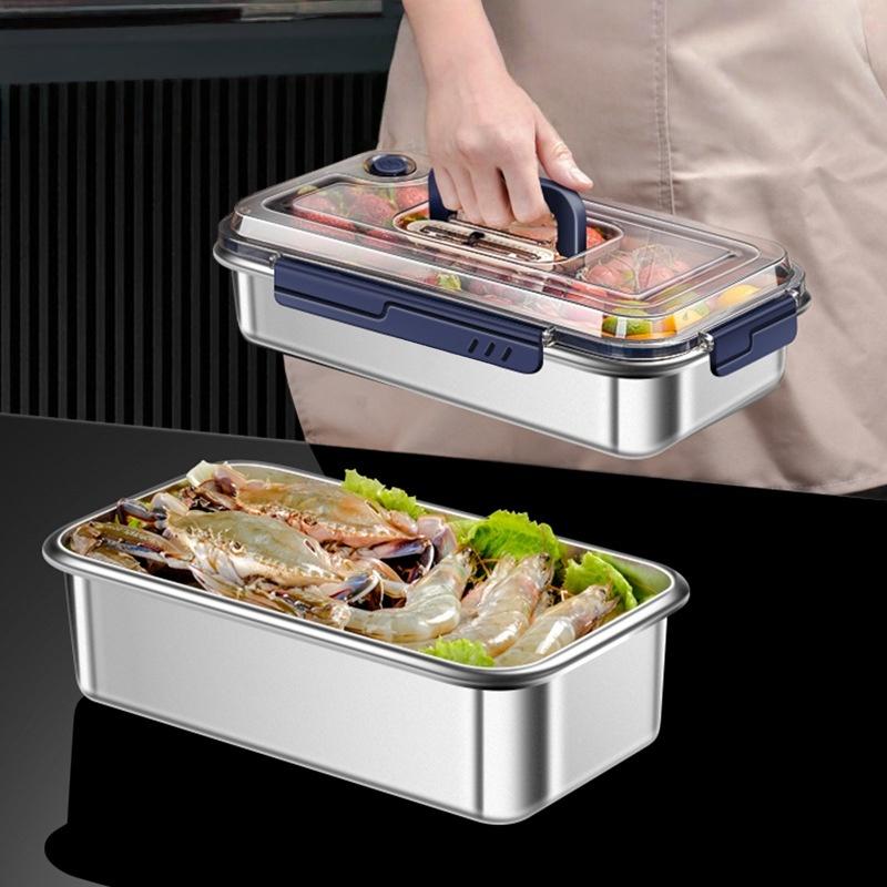 Contenitori per Alimenti con Coperchio Ermetici per Alimenti Acciaio Inossidabile 316 Grande Capacità Anti-perdita Contenitore per la Conservazione in Cucina