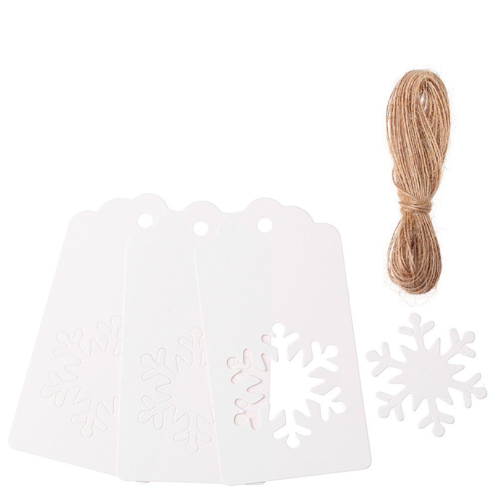50pcs DIY Crafts Xmas Tree Hanging Christmas Card Label Kraft Paper Tags Thanks Tag Snowflake