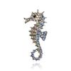 Rinhoo Sparkling Rhinestone Seahorse Brooches Fashion Cute Sea Animal Brooch Pins for Kids Women 3 Color Available Badge Jewelry