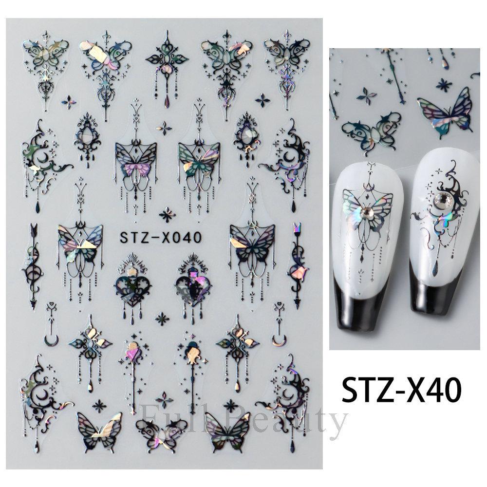 Nail Art Stickers New Chinese Style Butterfly Cat Eye Butterfly Beads Adhesive Nail Stickers