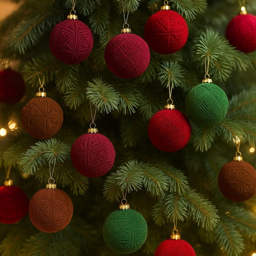 9 Stück 10cm Weihnachts-Hängekugeln Vintage Weihnachtskugeln Samt-Weihnachtskugeln Weihnachtsbaum