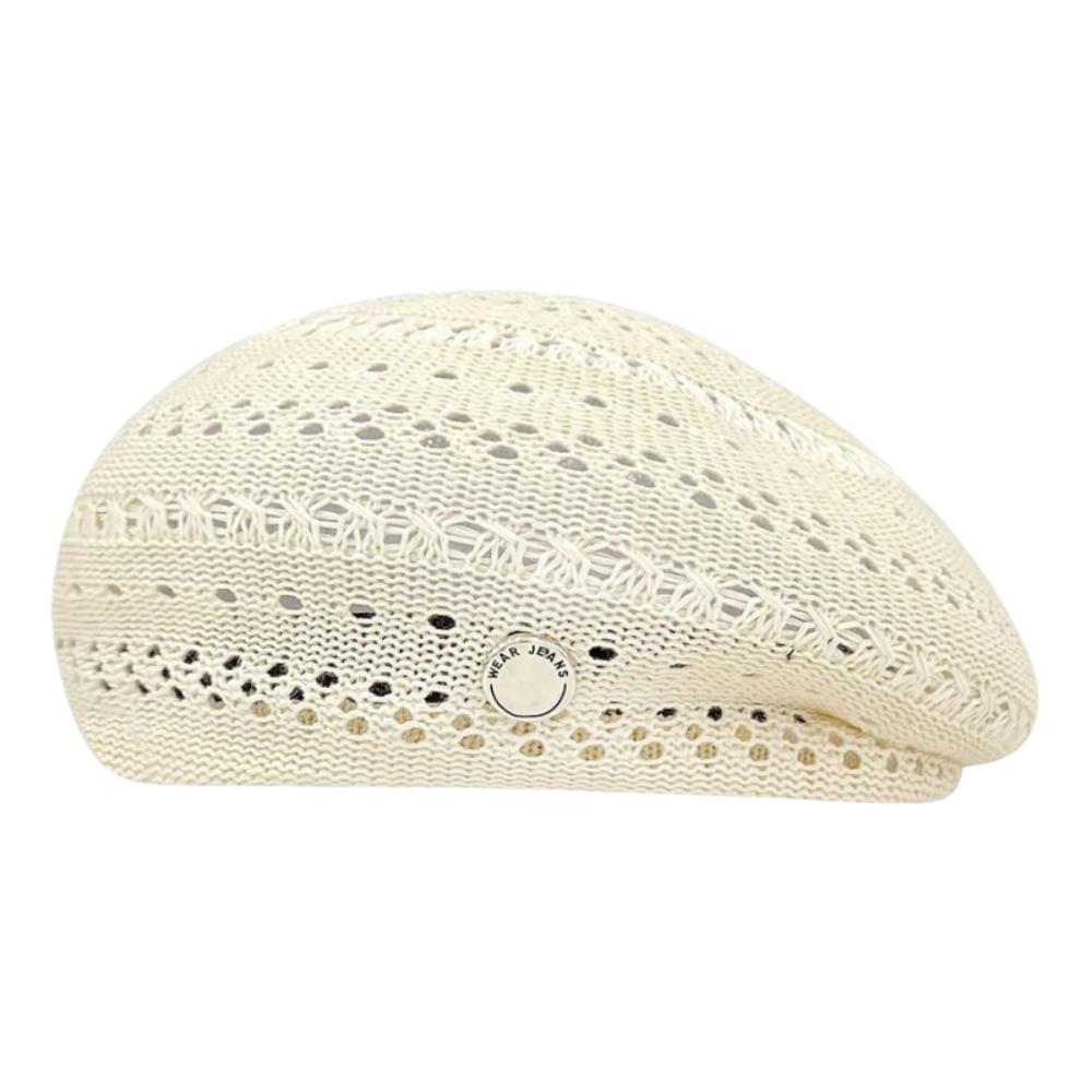 Japanese Style Hollowed Out Beret Hat Fresh Color Vintage Weave Painter Hat Thin Crochet Knitted Elegant Beach Cap Women Girls