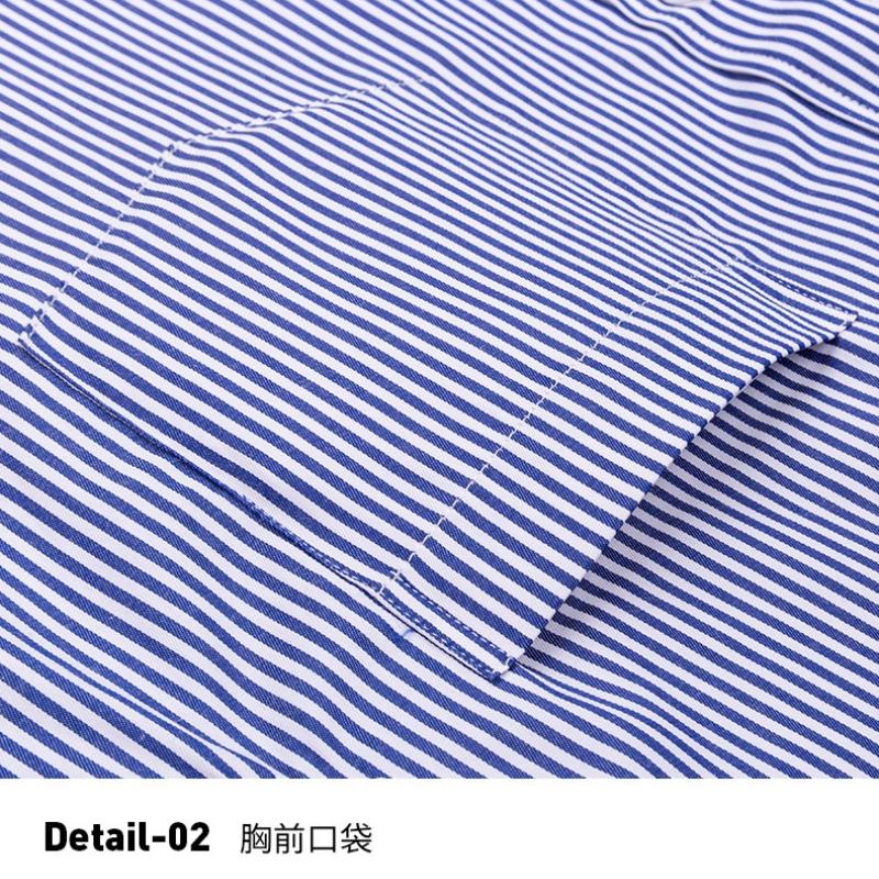 6XL Work Blue White Shirt Long Sleeves Men Formal Shirt Long Sleeve Office Solid Color Classic Striped Fashion Business Pocket