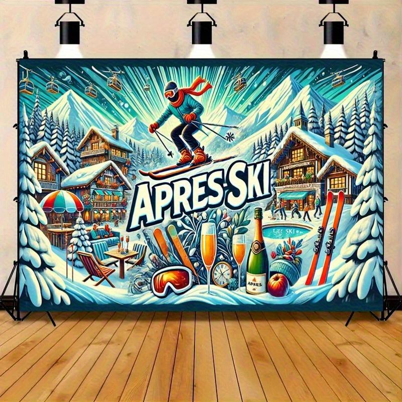 1 piece of après-ski party backdrop including skiers. It is suitable for home use requires no electricity and is suitable 100x150cm