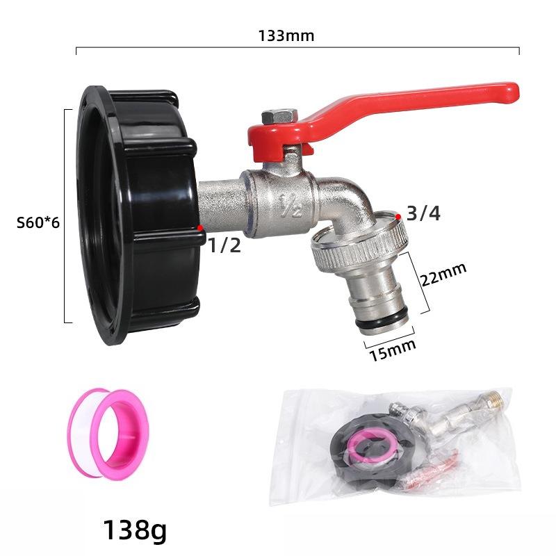 Durable IBC Tank Tap Adapter S60*6 Coarse Thread to 1/2'' 3/4'' Connector Replacement Valve Garden Home Valve Fitting Faucet