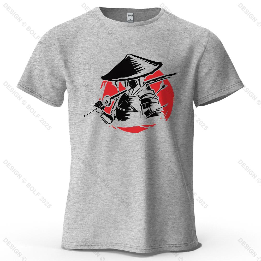 Samurai Cool Printed Men's T-Shirt 100% Cotton Oversized Traditional Graphic Tees for Women Tops Tees Casual Streetwear