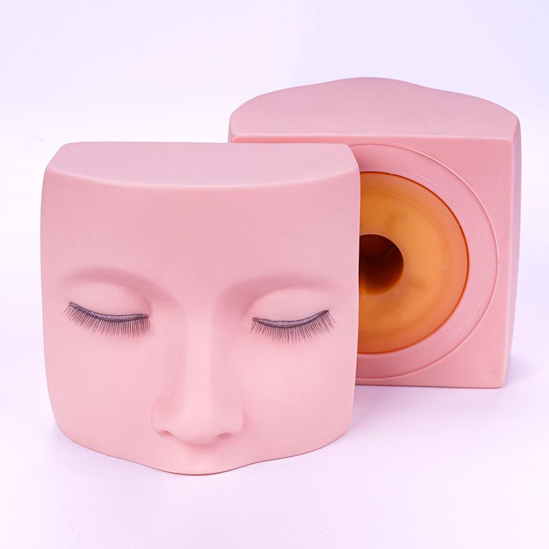 

Трехслойный манекен для практики наращивания ресниц со сменными веками для обучения наращиванию ресниц. Pink