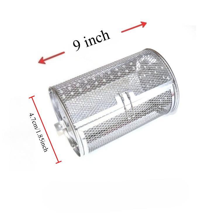 Rotating Oven Crisper Basket - Kitchen Rolling Grill Cage for Roasting, Baking, Barbecue - Outdoor Camping Rotisserie Drum