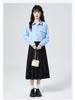 Elegant Blue Polo Collar Slimming Women's Long-Sleeve Shirt - 2026 Early Spring Arrival