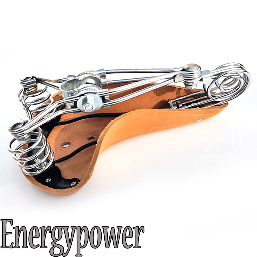 EnergyPower Leather Bicycle Saddle with Double Coil Front and Double Spring Full Grain Cowhide Retro Shock Absorbing Water Genuine Leather Bicycle