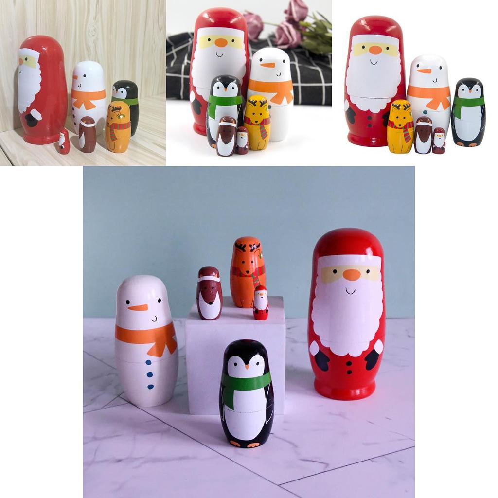 Charming Wooden Santa Claus Nesting Doll Set 6 Layers Of Festive Home Decor And Gifts For The Holidays