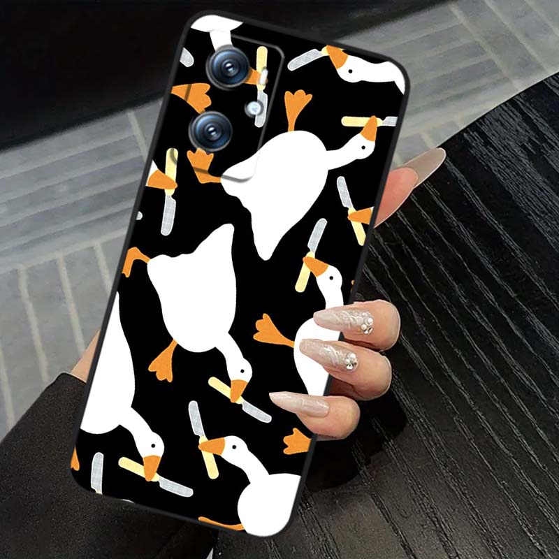 Cartoon Anime Entenmuster Handyhülle Für OPPO Reno 5 6 7 A96 A40 A58 Realme GT A74 A78 Neo2 A74 A78 Find X5 X3 X7 X8 Schwarz